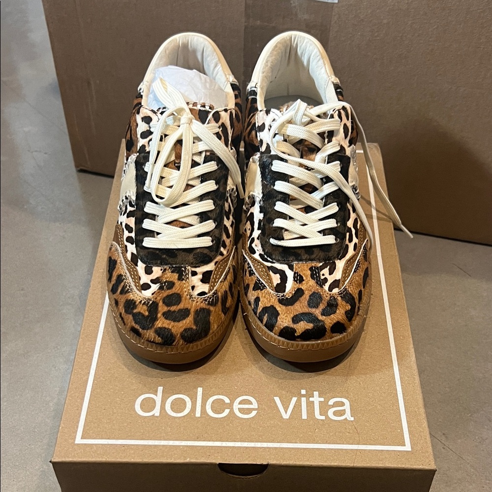 Dolce Vita Animal Print Sneakers with Cream Accents